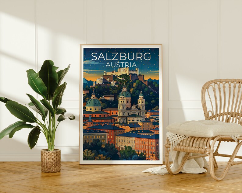 Salzburg Poster, Salzburg Print, Austria Art, Austria Print, Salzburg Travel Poster, Austria Poster, Salzburg Wall Art
