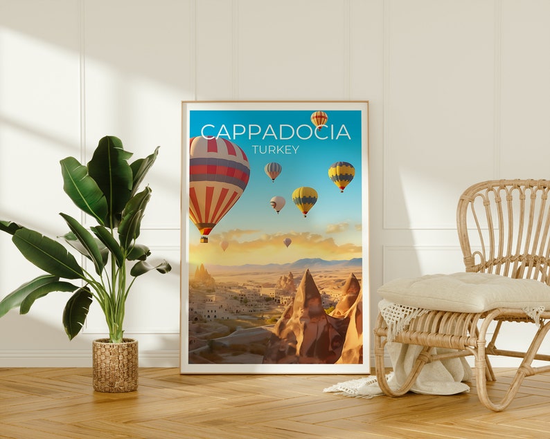 Cappadocia Travel Poster, Turkey Wall Art, Turkey Print, Cappadocia Poster, Turkey Poster, Hot Air Balloon Poster, Nature Poster