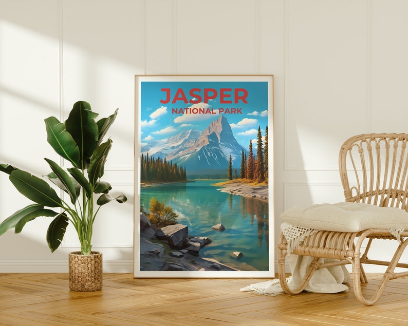 Jasper National Park Travel Poster, Canada Wall Art, Canada Print, Jasper National Park Poster, Jasper Poster, Nature Poster