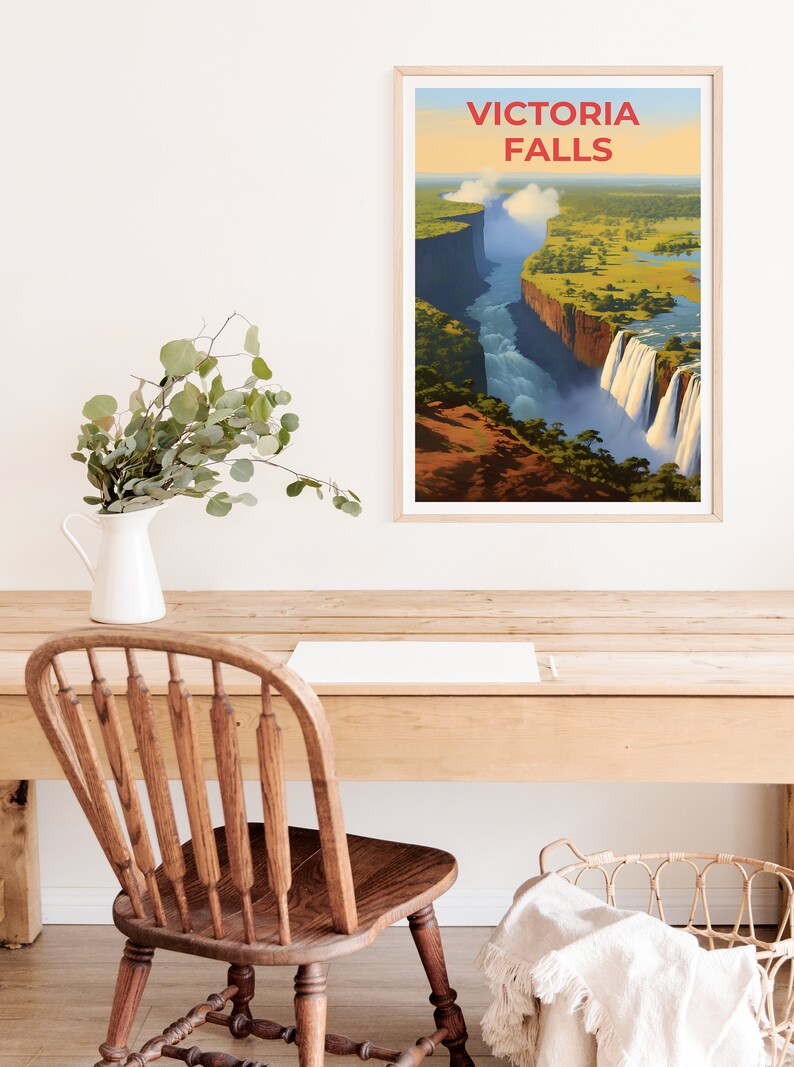 Victoria Falls Travel Poster, Africa Wall Art, Africa Print, Victoria Falls Poster, Waterfall Poster, Nature Poster, Victoria Falls Art