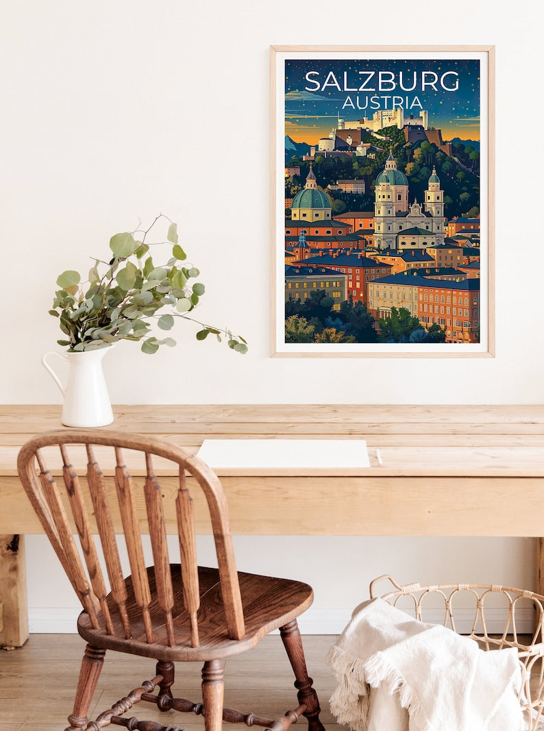 Salzburg Poster, Salzburg Print, Austria Art, Austria Print, Salzburg Travel Poster, Austria Poster, Salzburg Wall Art