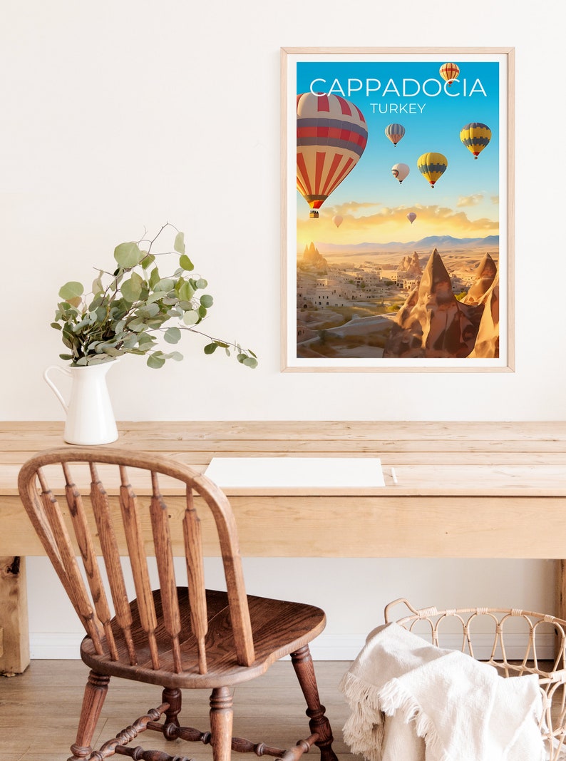 Cappadocia Travel Poster, Turkey Wall Art, Turkey Print, Cappadocia Poster, Turkey Poster, Hot Air Balloon Poster, Nature Poster