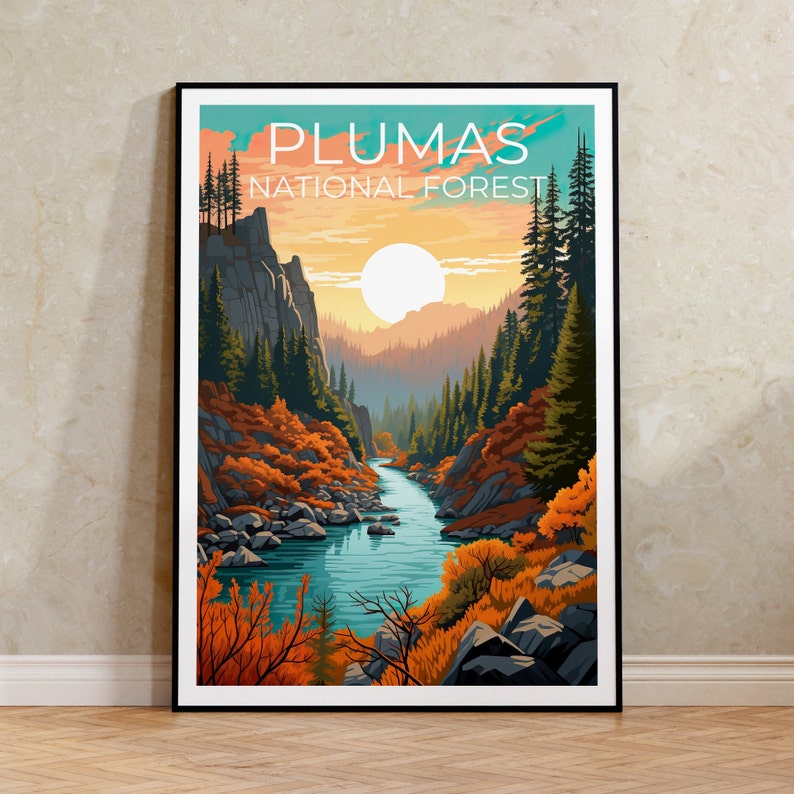 Plumas Forest Travel Poster, California Wall Art, California Print, Plumas Forest Poster, California Poster, Forest Poster