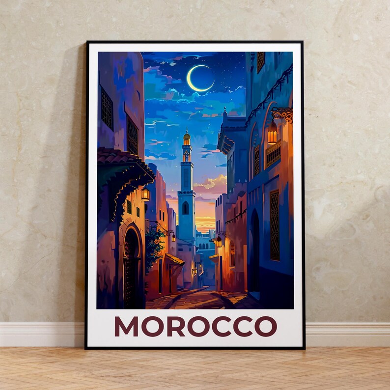 Morocco Print Poster, Fez Wall Art, Fez Poster, Travel Gift Idea, Morocco Illustration, Morocco Poster