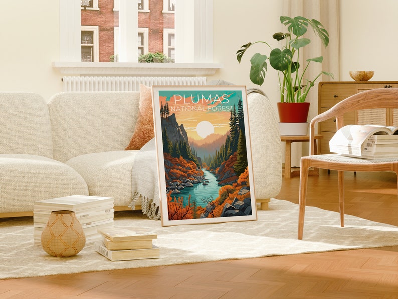 Plumas Forest Reiseposter, Kalifornien Wandkunst, Kalifornien Druck, Plumas Forest Poster, Kalifornien Poster, Wald Poster