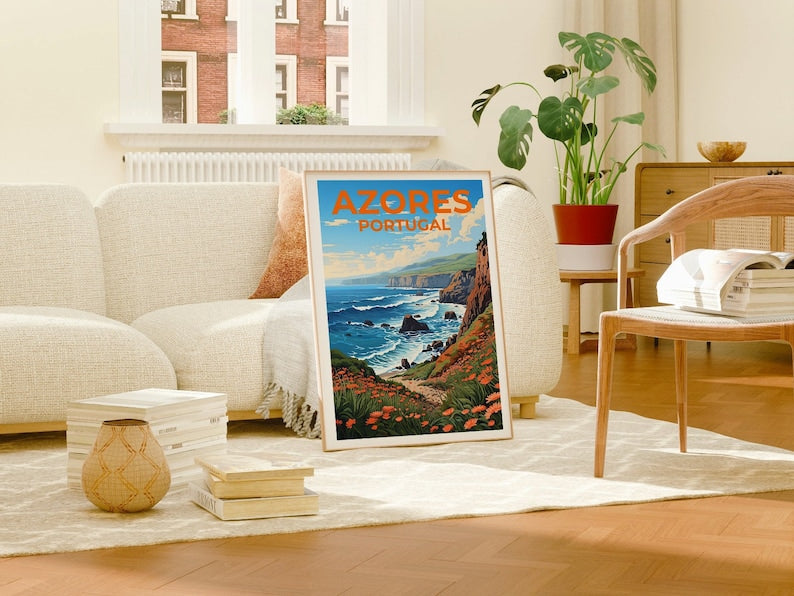 Azores Travel Poster, Portugal Wall Art, Portugal Print, Azores Poster, Portugal Poster, Nature Poster, Azores Art
