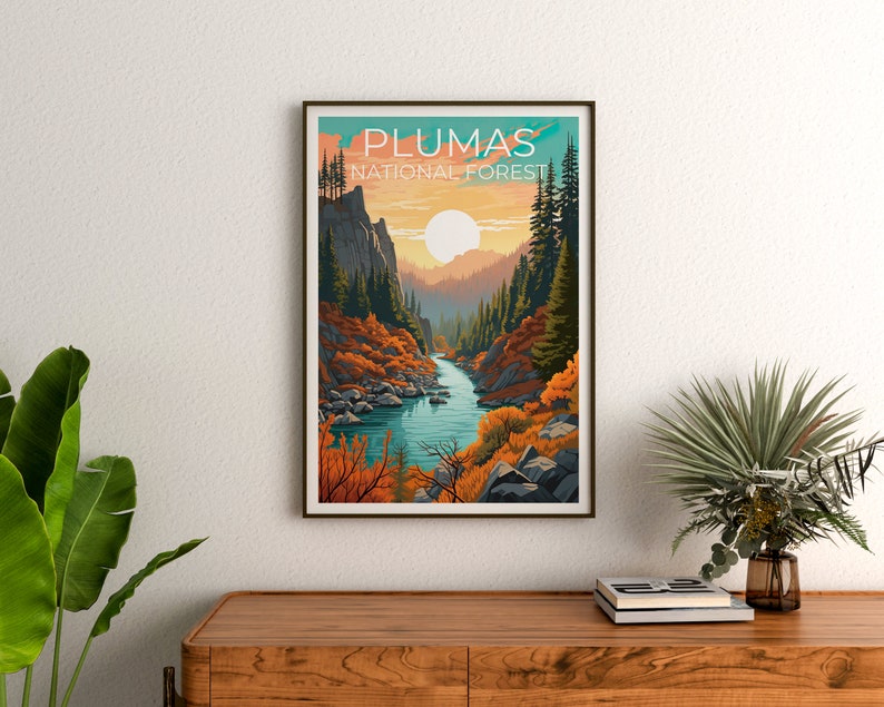 Plumas Forest Reiseposter, Kalifornien Wandkunst, Kalifornien Druck, Plumas Forest Poster, Kalifornien Poster, Wald Poster