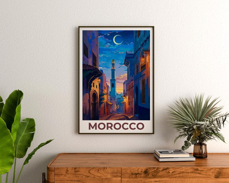 Morocco Print Poster, Fez Wall Art, Fez Poster, Travel Gift Idea, Morocco Illustration, Morocco Poster