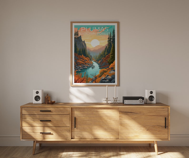 Plumas Forest Reiseposter, Kalifornien Wandkunst, Kalifornien Druck, Plumas Forest Poster, Kalifornien Poster, Wald Poster