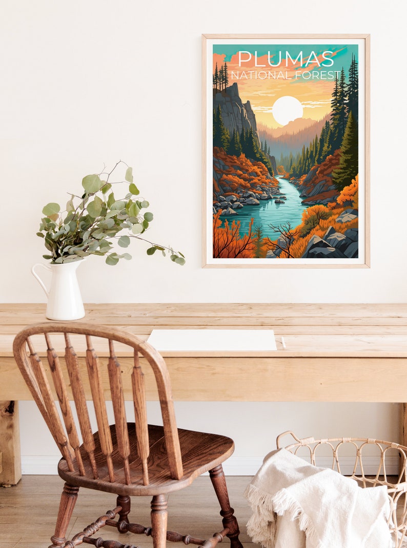 Plumas Forest Reiseposter, Kalifornien Wandkunst, Kalifornien Druck, Plumas Forest Poster, Kalifornien Poster, Wald Poster
