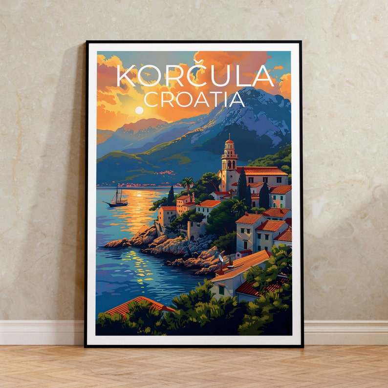 Korčula Poster, Korčula Print, Croatia Art, Croatia Print, Korcula Poster, Croatia Poster, Korcula Art