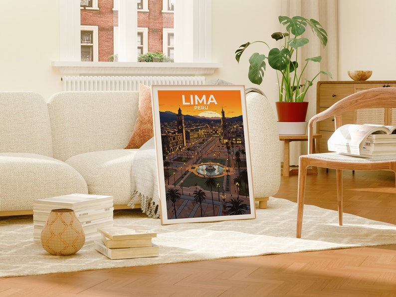 Lima Travel Poster, Peru Wall Art, Peru Print, Lima Poster, Plaza de Armas Poster, City Poster