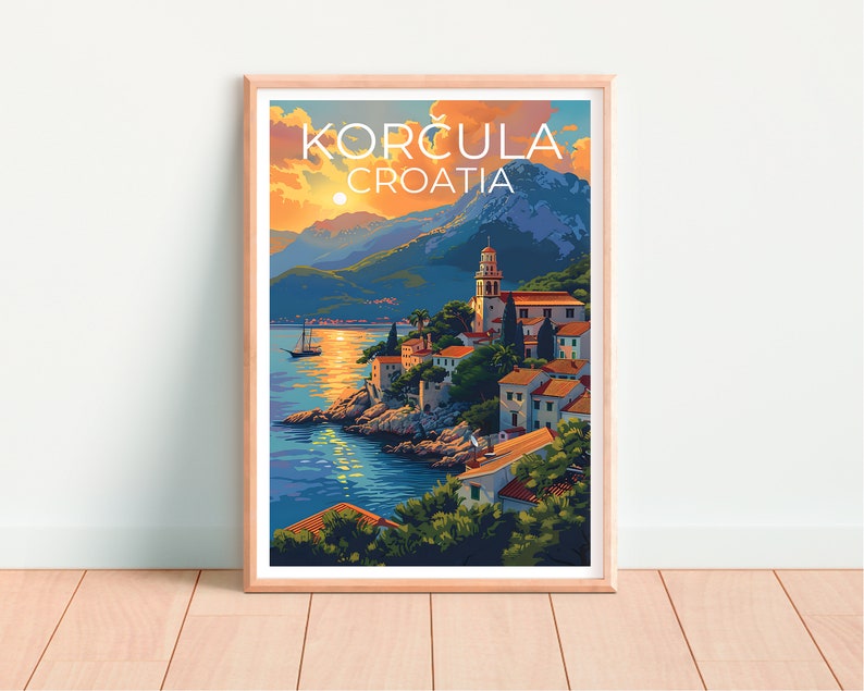 Korčula Poster, Korčula Print, Croatia Art, Croatia Print, Korcula Poster, Croatia Poster, Korcula Art
