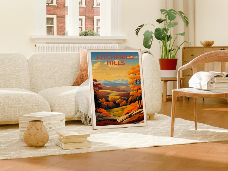 Litchfield Hills Travel Poster, Connecticut Print, Forest Wall Art, Connecticut Poster, Home Decor, Birthday Gift