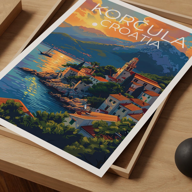 Korčula Poster, Korčula Print, Croatia Art, Croatia Print, Korcula Poster, Croatia Poster, Korcula Art