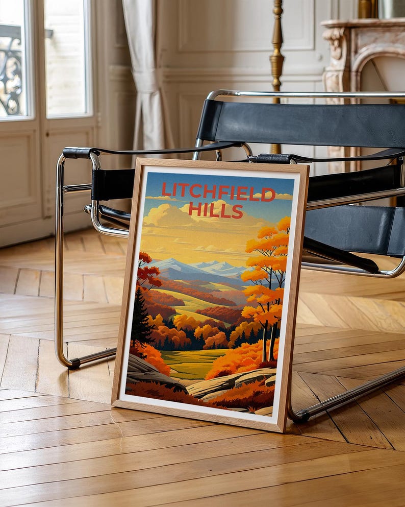 Litchfield Hills Travel Poster, Connecticut Print, Forest Wall Art, Connecticut Poster, Home Decor, Birthday Gift