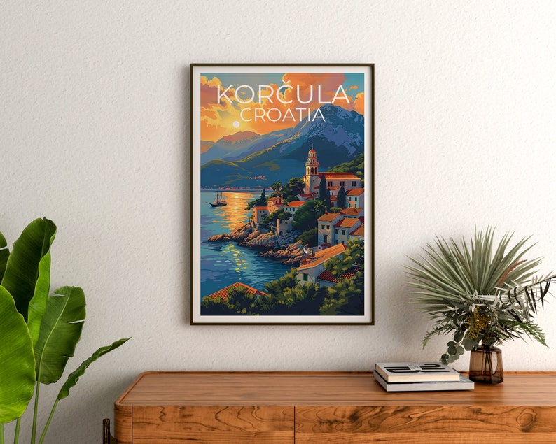 Korčula Poster, Korčula Print, Croatia Art, Croatia Print, Korcula Poster, Croatia Poster, Korcula Art