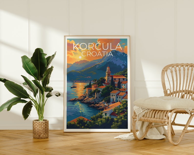 Korčula Poster, Korčula Print, Croatia Art, Croatia Print, Korcula Poster, Croatia Poster, Korcula Art