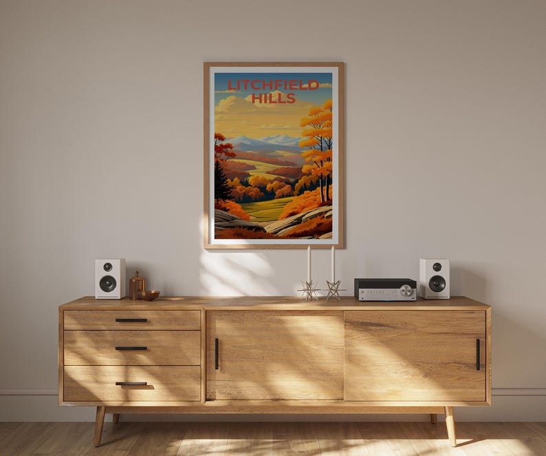 Litchfield Hills Travel Poster, Connecticut Print, Forest Wall Art, Connecticut Poster, Home Decor, Birthday Gift