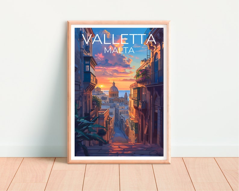 Valletta Travel Poster, Malta Wall Art, Malta Print, Valletta Poster, Malta Poster, City Poster, Valletta Art