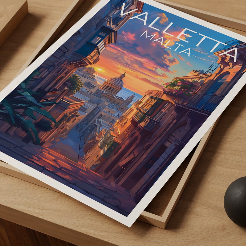 Valletta Travel Poster, Malta Wall Art, Malta Print, Valletta Poster, Malta Poster, City Poster, Valletta Art