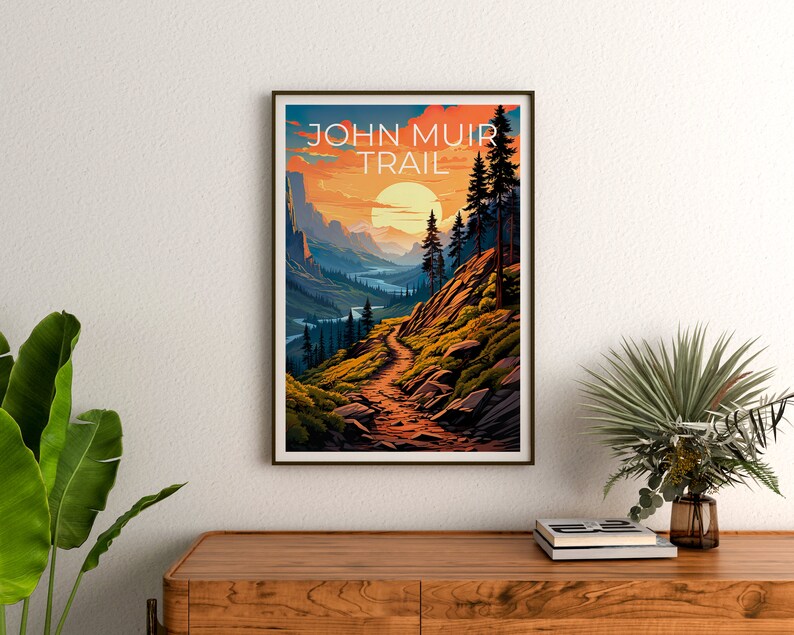 John Muir Trail Poster, Sierra Nevada Print, Sierra Nevada Art, Hiking Print, Sierra Nevada Travel Poster, Hiking Poster