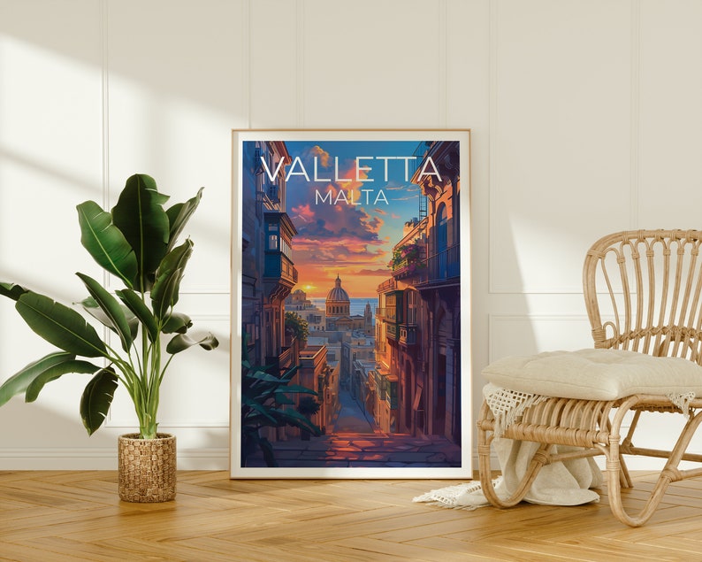 Valletta Travel Poster, Malta Wall Art, Malta Print, Valletta Poster, Malta Poster, City Poster, Valletta Art