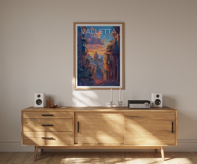 Valletta Travel Poster, Malta Wall Art, Malta Print, Valletta Poster, Malta Poster, City Poster, Valletta Art