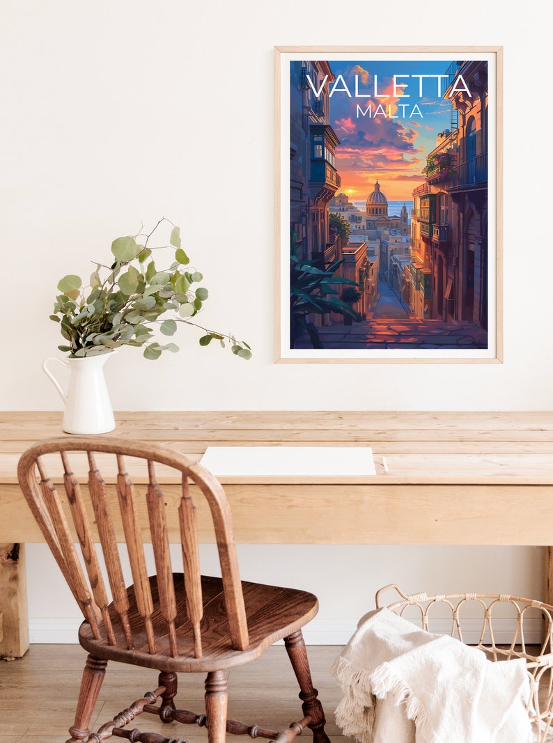 Valletta Travel Poster, Malta Wall Art, Malta Print, Valletta Poster, Malta Poster, City Poster, Valletta Art