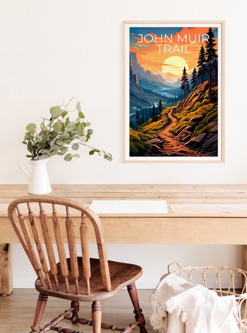 John Muir Trail Poster, Sierra Nevada Print, Sierra Nevada Art, Hiking Print, Sierra Nevada Travel Poster, Hiking Poster