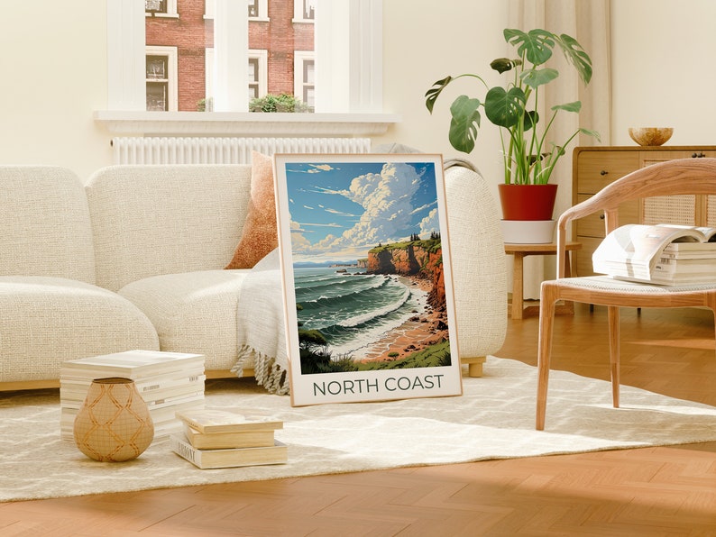 Affiche de voyage de la côte nord, art mural de Californie, impression de Californie, affiche de la côte nord, affiche de Californie, impression de la côte nord, art de la côte nord