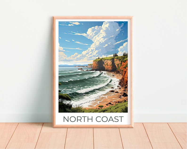 Affiche de voyage de la côte nord, art mural de Californie, impression de Californie, affiche de la côte nord, affiche de Californie, impression de la côte nord, art de la côte nord