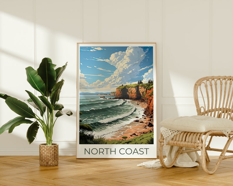 Affiche de voyage de la côte nord, art mural de Californie, impression de Californie, affiche de la côte nord, affiche de Californie, impression de la côte nord, art de la côte nord