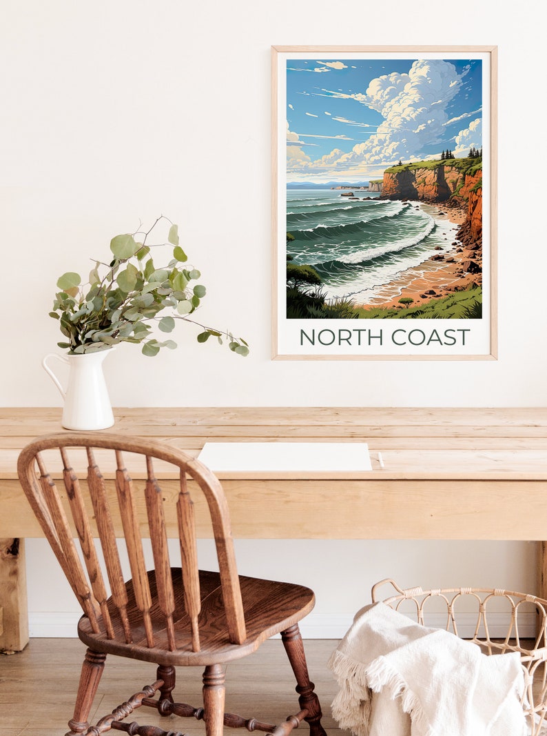 Affiche de voyage de la côte nord, art mural de Californie, impression de Californie, affiche de la côte nord, affiche de Californie, impression de la côte nord, art de la côte nord