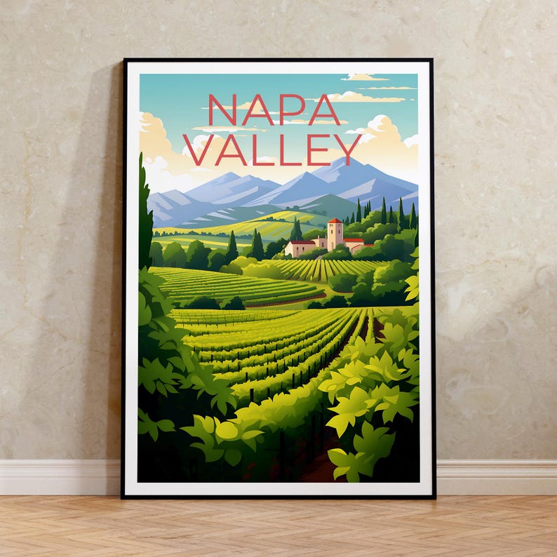 Napa Valley Travel Poster, California Wall Art, California Print, Napa Valley Poster, Wine Poster, Nature Poster, Napa Valley Art