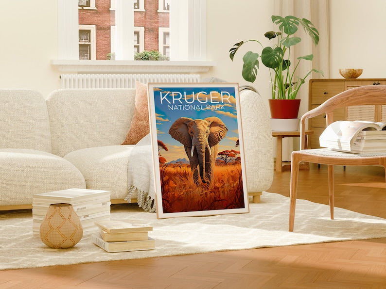 Krüger Nationalpark Reiseposter, Südafrika Wandkunst, Südafrika Druck, Krüger Nationalpark Poster, Safari Poster