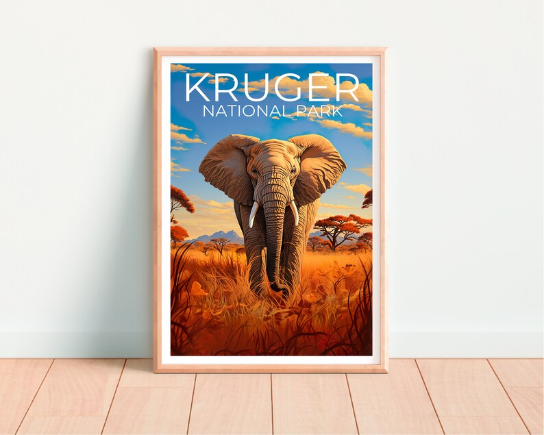 Krüger Nationalpark Reiseposter, Südafrika Wandkunst, Südafrika Druck, Krüger Nationalpark Poster, Safari Poster