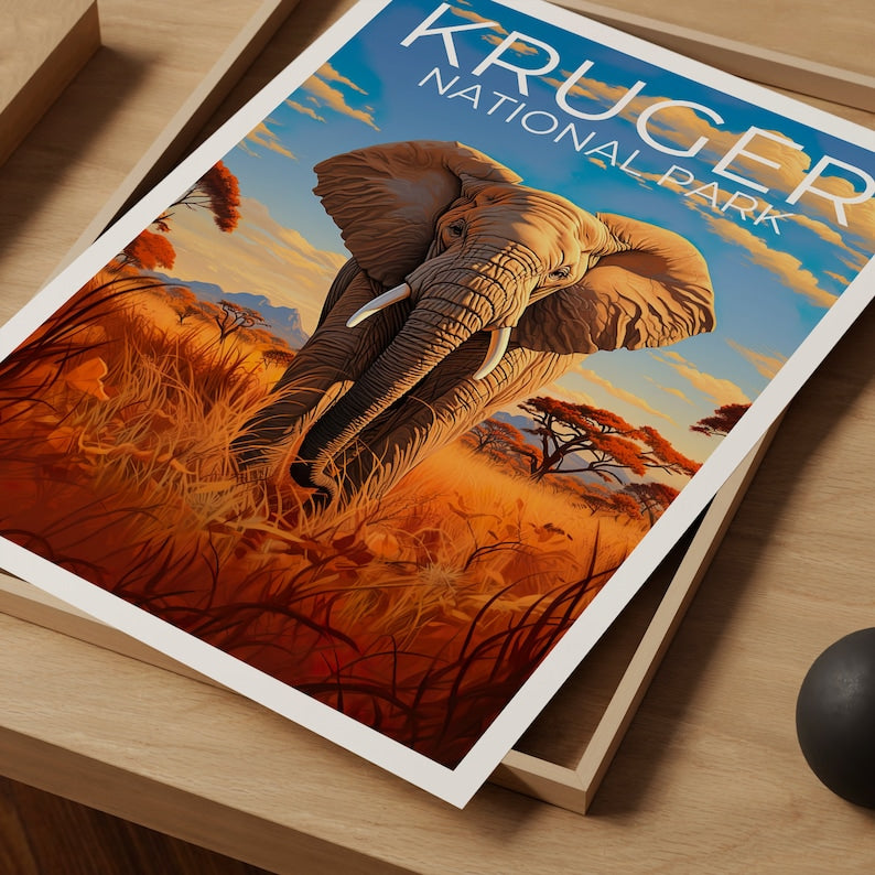 Krüger Nationalpark Reiseposter, Südafrika Wandkunst, Südafrika Druck, Krüger Nationalpark Poster, Safari Poster