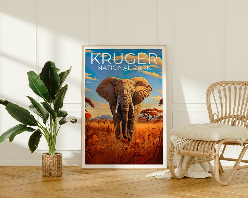 Krüger Nationalpark Reiseposter, Südafrika Wandkunst, Südafrika Druck, Krüger Nationalpark Poster, Safari Poster