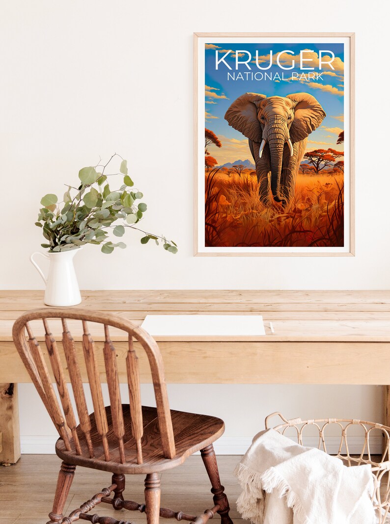 Krüger Nationalpark Reiseposter, Südafrika Wandkunst, Südafrika Druck, Krüger Nationalpark Poster, Safari Poster