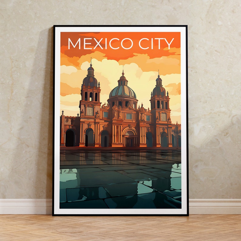 Mexico City Travel Poster, Mexico Wall Art, Mexico Print, Mexico City Poster, Central America Poster, City Poster, Mexico Art