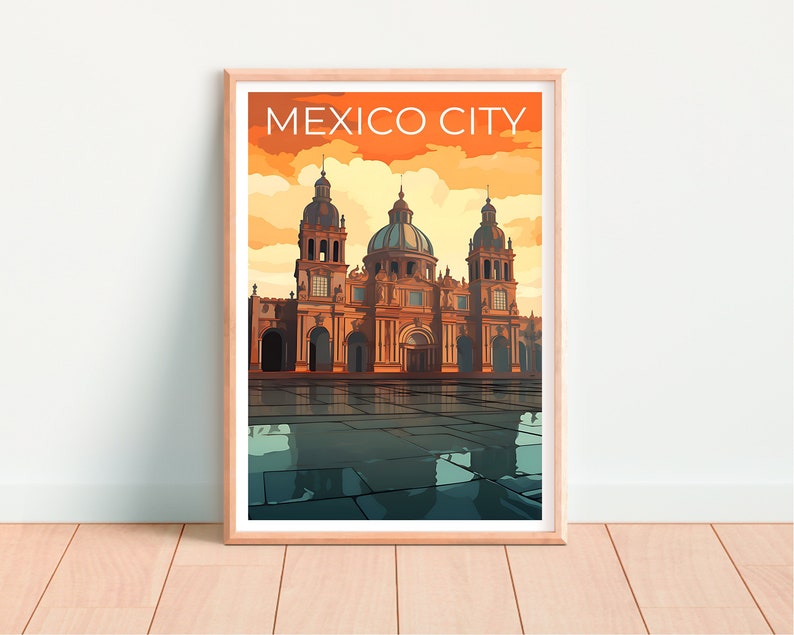 Mexico City Travel Poster, Mexico Wall Art, Mexico Print, Mexico City Poster, Central America Poster, City Poster, Mexico Art
