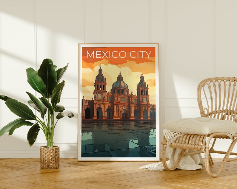 Mexico City Travel Poster, Mexico Wall Art, Mexico Print, Mexico City Poster, Central America Poster, City Poster, Mexico Art