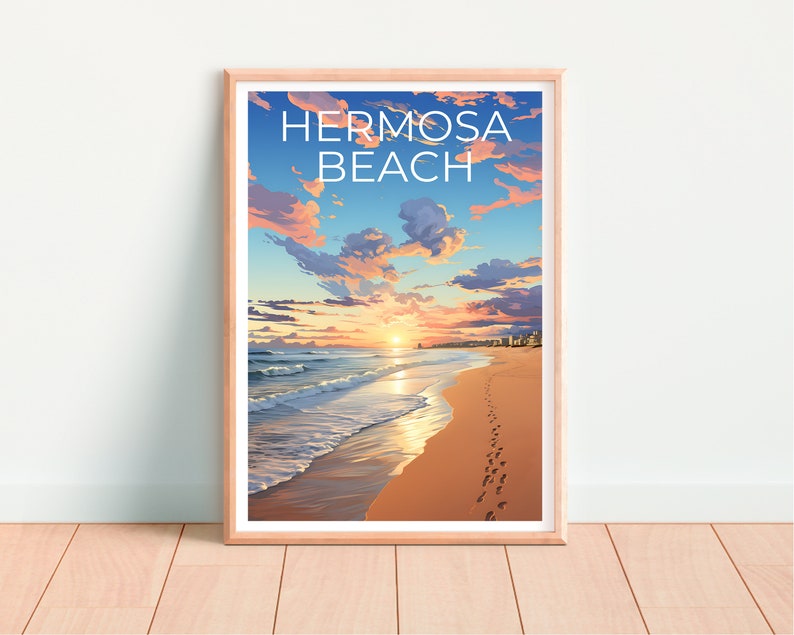 Affiche de voyage Hermosa Beach, art mural de Californie, impression de Californie, affiche Hermosa Beach, affiche de Californie, affiche nature