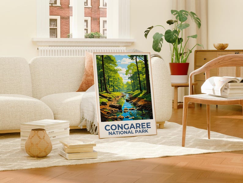Congaree National Park Poster, Congaree Print, South Carolina Print, Forest Poster, Tree Poster,  Birthday Gift, Home Decor