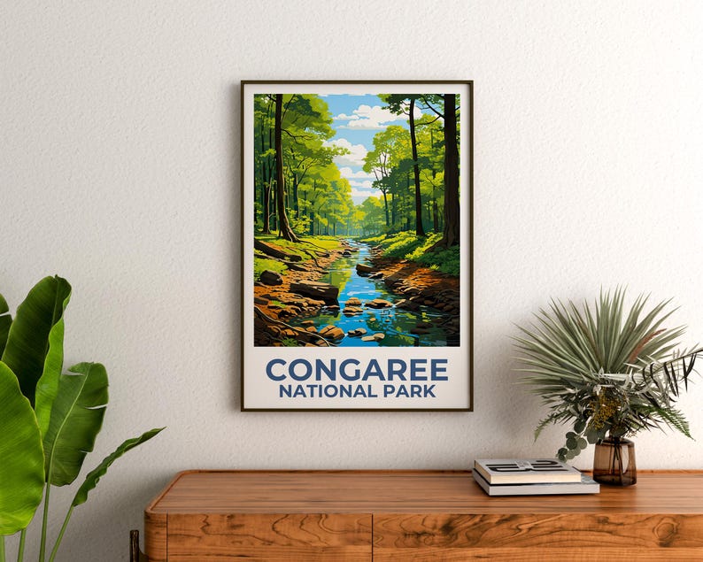 Congaree National Park Poster, Congaree Print, South Carolina Print, Forest Poster, Tree Poster,  Birthday Gift, Home Decor