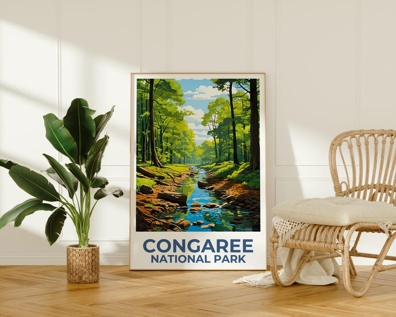 Congaree National Park Poster, Congaree Print, South Carolina Print, Forest Poster, Tree Poster,  Birthday Gift, Home Decor