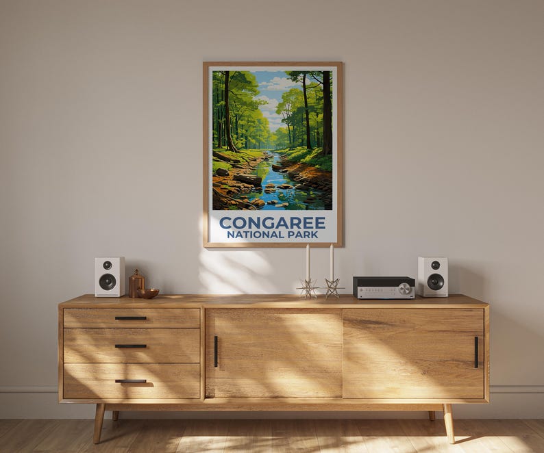Congaree National Park Poster, Congaree Print, South Carolina Print, Forest Poster, Tree Poster,  Birthday Gift, Home Decor