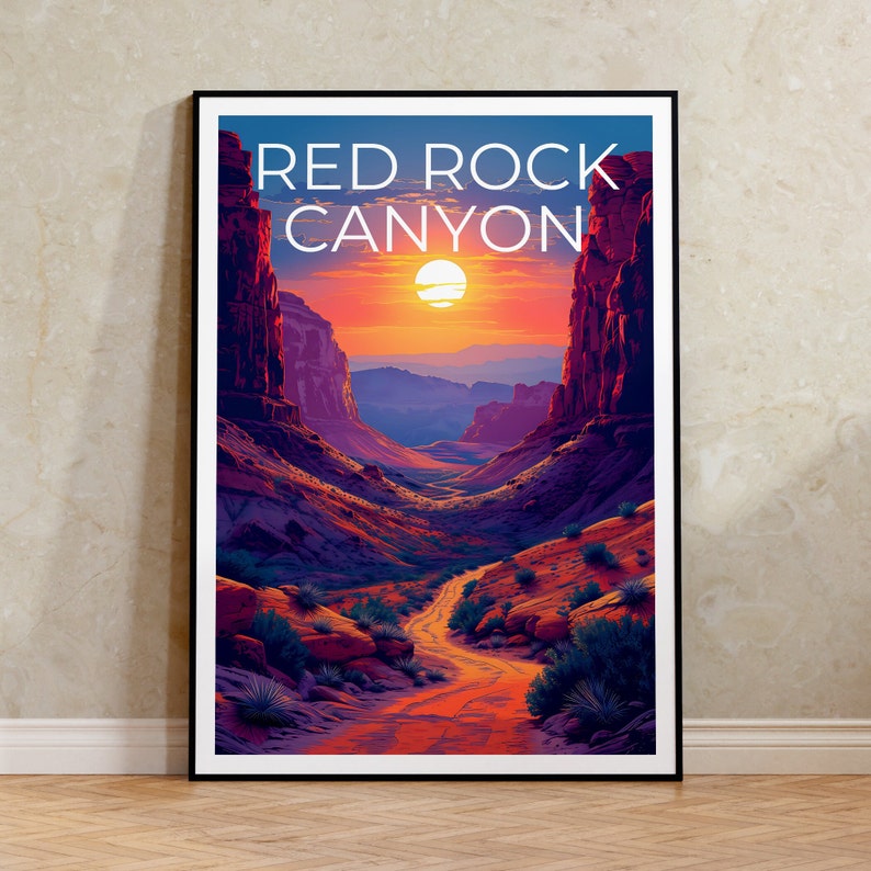 Red Rock Canyon Travel Poster, Nevada Wall Art, Nevada Print, Red Rock Canyon Poster, Nevada Poster