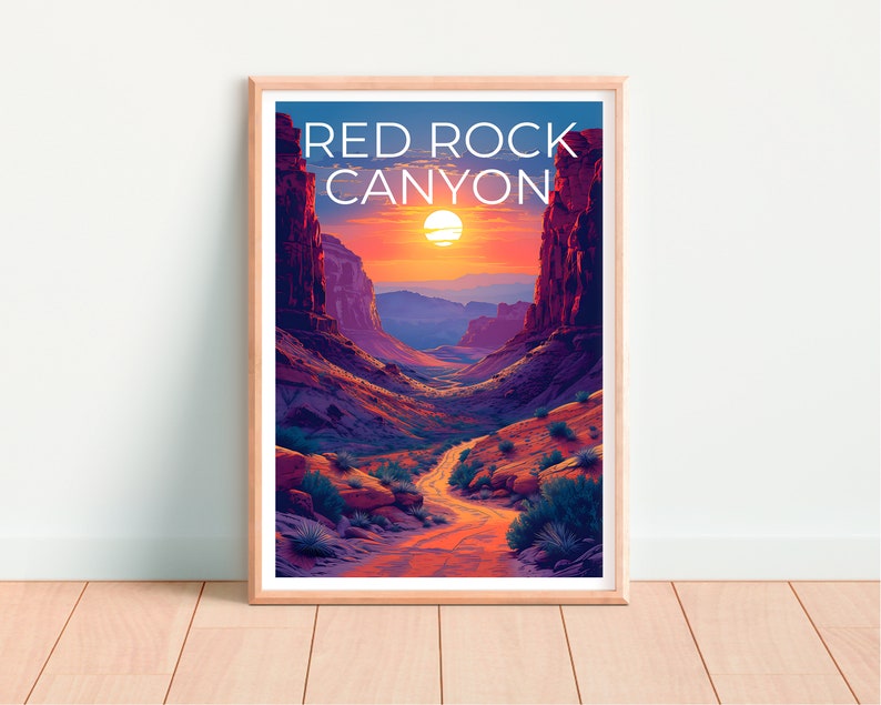 Affiche de voyage Red Rock Canyon, art mural du Nevada, impression Nevada, affiche Red Rock Canyon, affiche Nevada